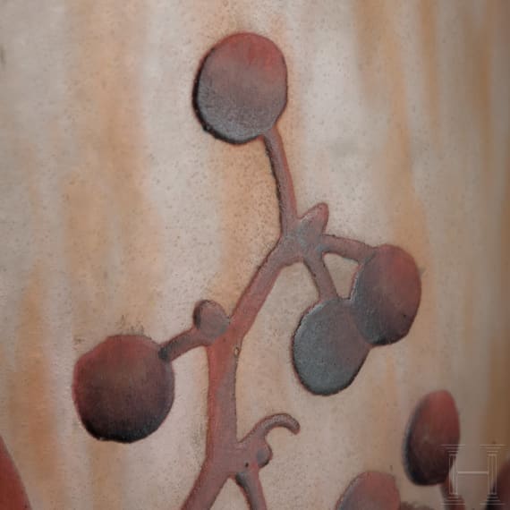 A large art nouveau glass vase "Morelles douces-am&egrave;res", Nancy, Daum Fr&egrave;res, circa 1918