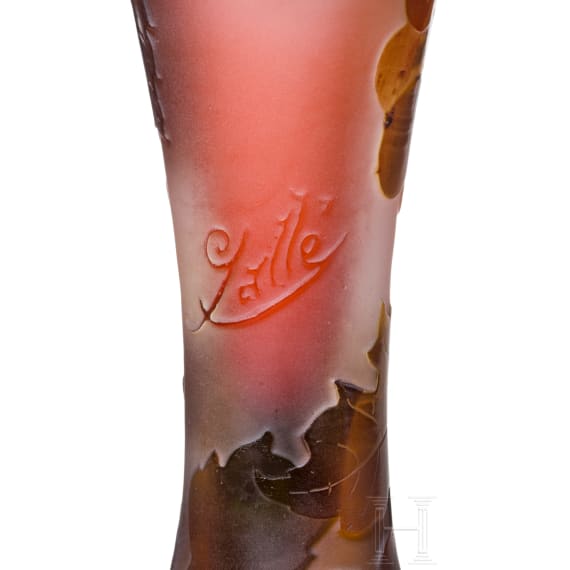 An art nouveau glass vase "Vigne vierge" Nancy, Emile Gall&eacute;, circa 1910