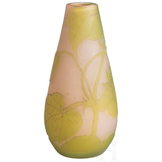 An art nouveau glass vase with magnolia, Nancy, Emille Gall&eacute;, circa 1920