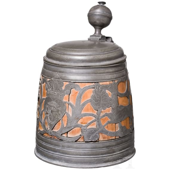 A pewter-mounted "Daubenkrug" (stein), Kulmbach, Andreas Haas (Master in 1690)
