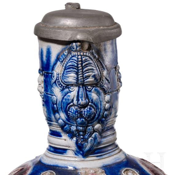 A large glazed stoneware Westerwald jug, late 17th century