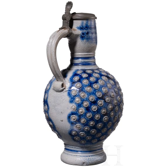 A glazed stoneware Westerwald jug, late 17th century