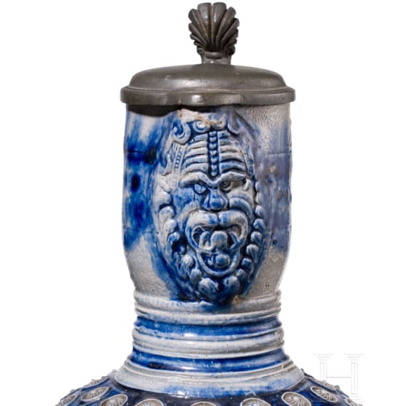 A glazed stoneware Westerwald jug, late 17th century