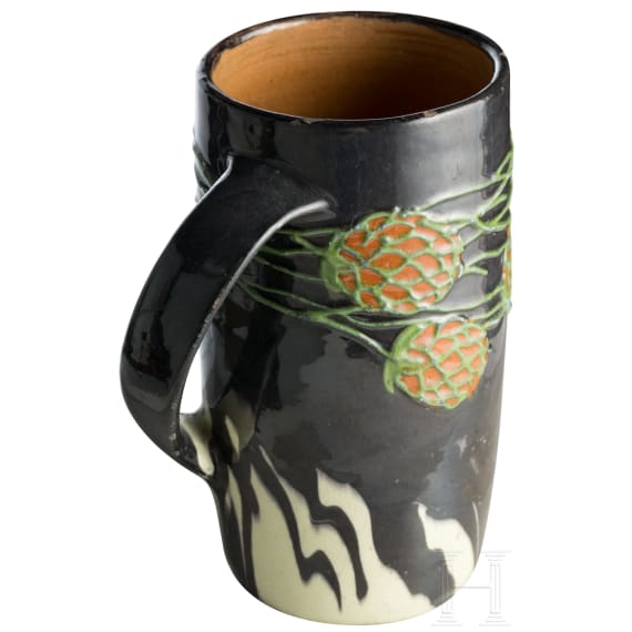 A majolica jug with hops, Max Laeuger (design), Tonwerke Kandern, circa 1897
