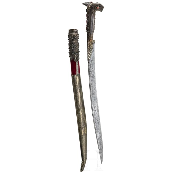 A silver mounted and coral studded yatagan, Krete, ca. 1830