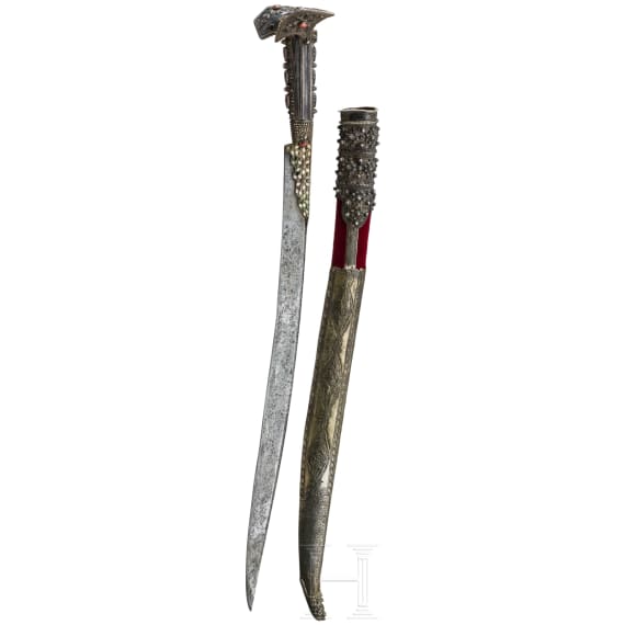 A silver mounted and coral studded yatagan, Krete, ca. 1830