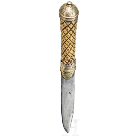 A silver mounted Ottoman bicak, circa 1800