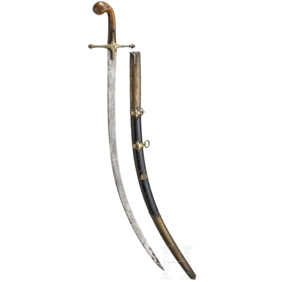 An Ottoman shamshir with rhinoceros horn hilt, circa 1820