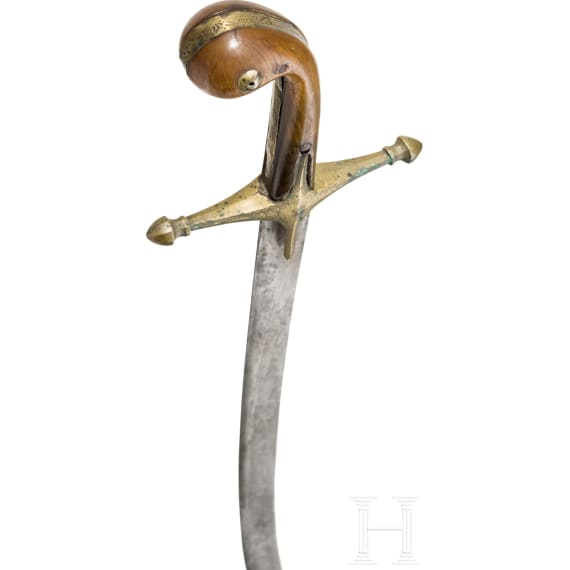 An Ottoman shamshir with rhinoceros horn hilt, circa 1820