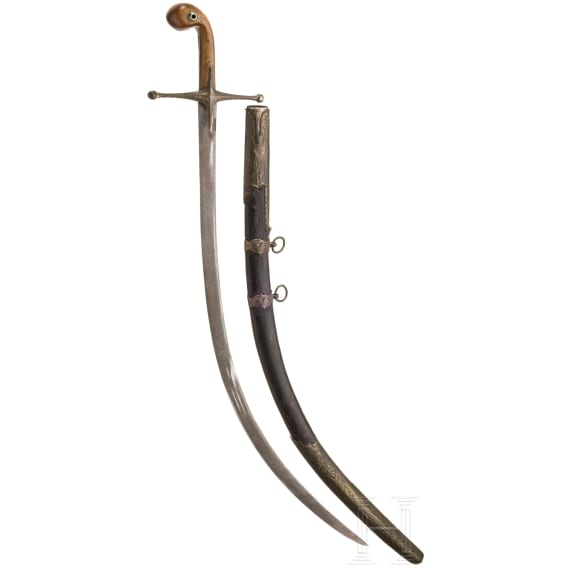 An Ottoman shamshir with fine wootz Damascus blade, circa 1830