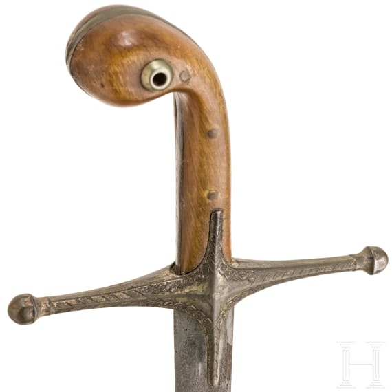 An Ottoman shamshir with fine wootz Damascus blade, circa 1830