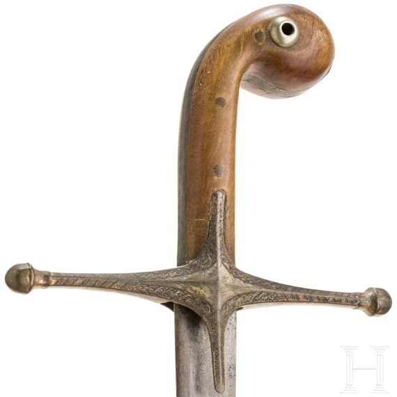 An Ottoman shamshir with fine wootz Damascus blade, circa 1830