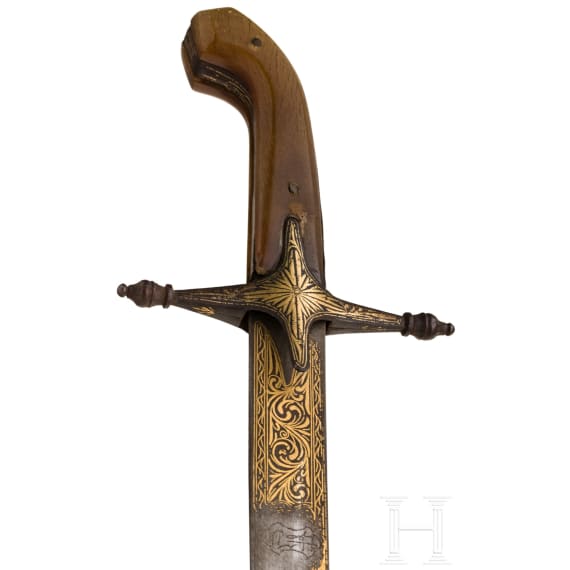 An Ottoman shamshir with rhino-horn grips, circa 1850
