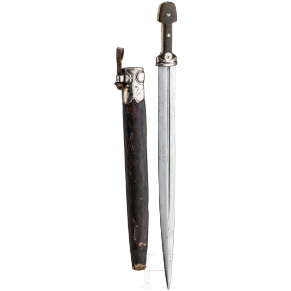 A silver-mounted and nielloed Russian/Caucasian kinzal, circa 1900