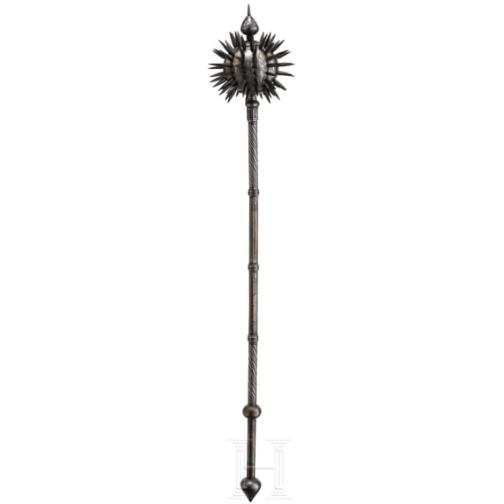 An Indo-Persian silver damascened mace, 19th century