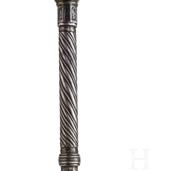 An Indo-Persian silver damascened mace, 19th century