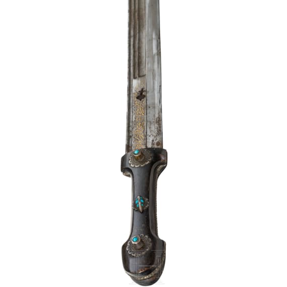 A silver mounted Persian quadarra set with turquoises, ca. 1900