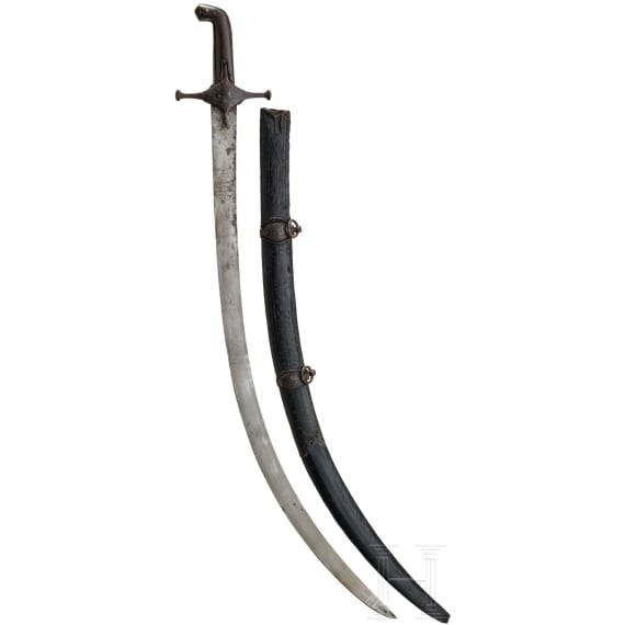 A Persian shamshir with wootz-Damascus blade, circa 1800