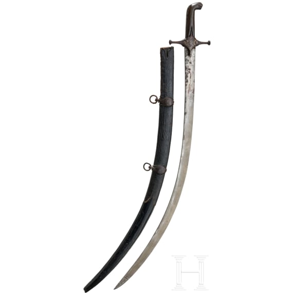 A Persian shamshir with wootz-Damascus blade, circa 1800