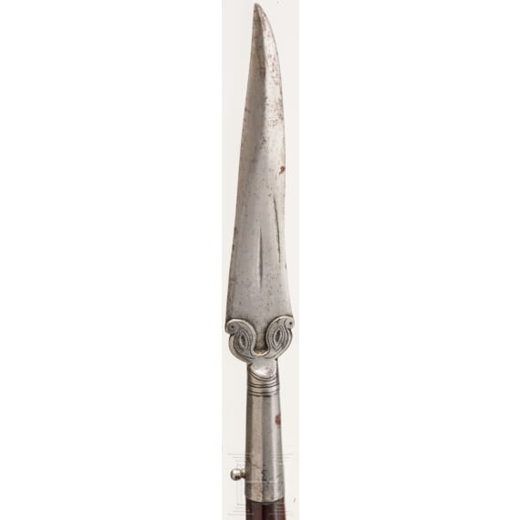 An Indian short spear with inlaid scaling, circa 1800