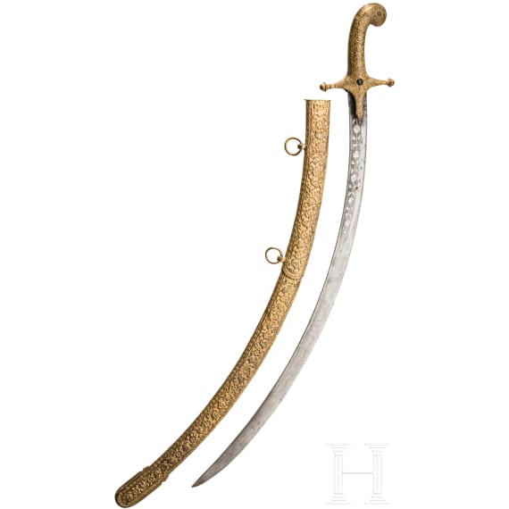 An Indian gilt-copper hilted shamshir, probably Kutch, 19th century