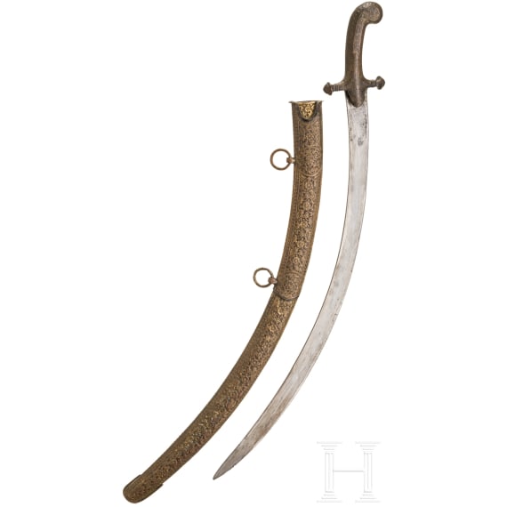 An Indian gilt-copper hilted shamshir, probably Kutch, 19th century