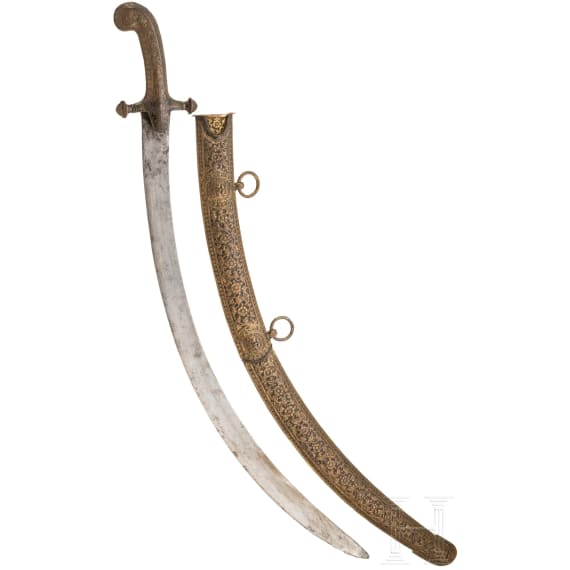 An Indian gilt-copper hilted shamshir, probably Kutch, 19th century