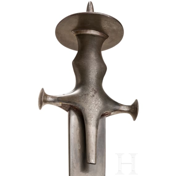 An Indian wootz damascus tulwar with Persian blade, 18th century