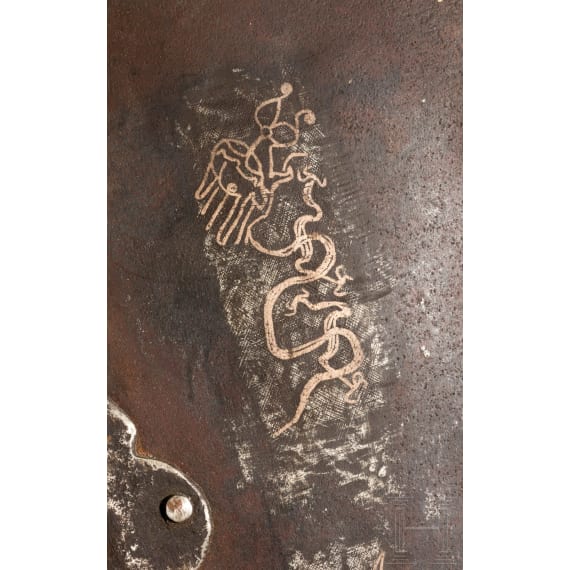 A Tibetan iron round shield, 19th century