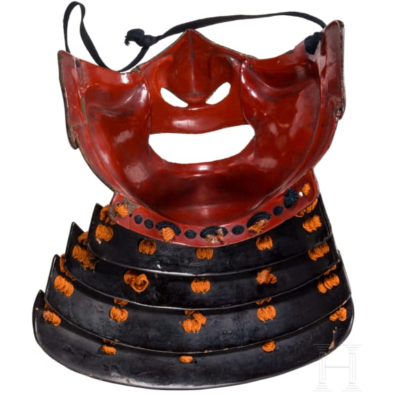 A Japanese suji fukurin kabuto with mempo, early Edo period