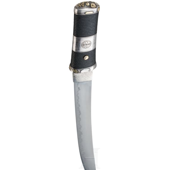 A silver-mounted Japanese wakizashi, signed Kanenaga, Muromachi period