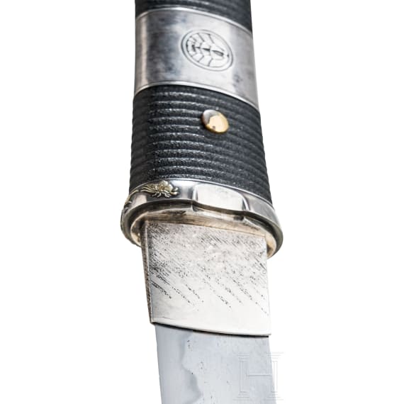 A silver-mounted Japanese wakizashi, signed Kanenaga, Muromachi period