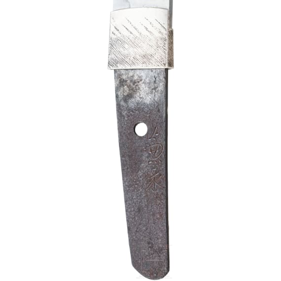 A silver-mounted Japanese wakizashi, signed Kanenaga, Muromachi period