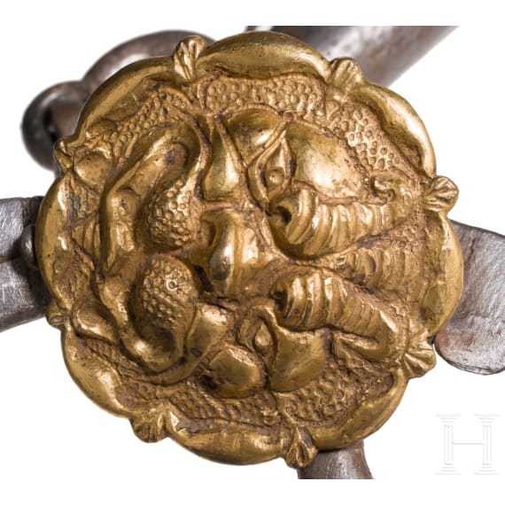 A French or Italian snaffle with gilt mascarons, 17th century