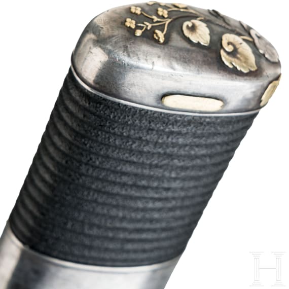 A silver-mounted Japanese wakizashi, signed Kanenaga, Muromachi period
