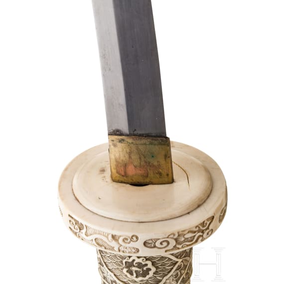A significant Japanese ceremonial Tachi mounted in walrus ivory, Meiji period