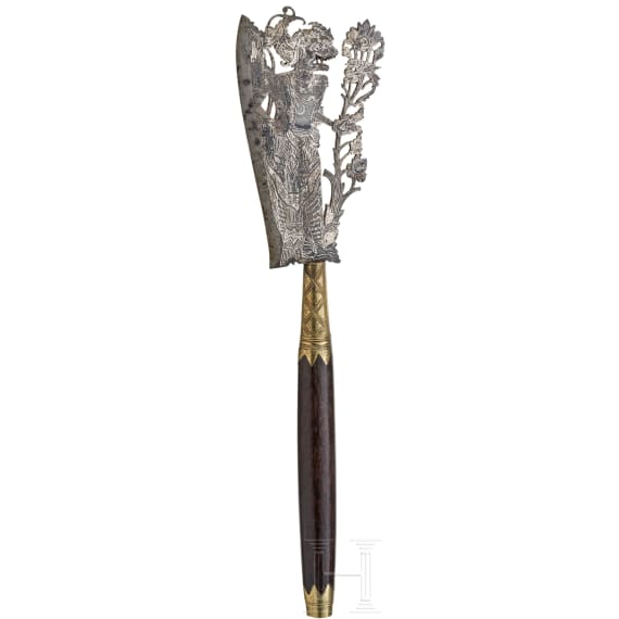 A silver damascened Javanese chopper, ca. 1900