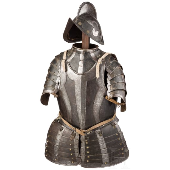A South German black and white armour for a man-at-arms, circa 1600