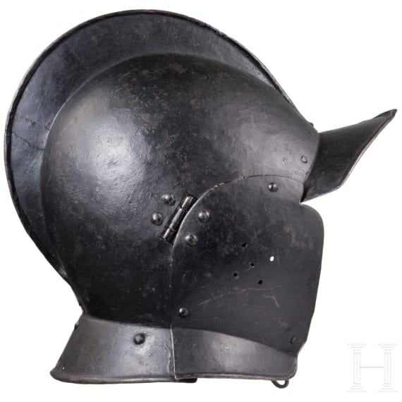 A German blackened burgonet, circa 1600