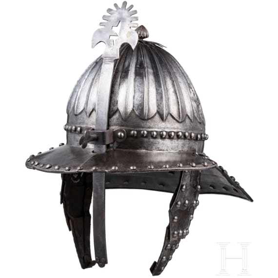 A Flemish officer's lobster-tail helmet, circa 1630