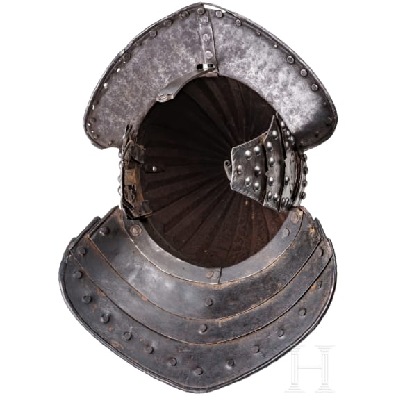 A Flemish officer's lobster-tail helmet, circa 1630