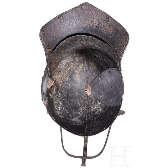 A British lobster tail helmet with bar visor, mid-17th century