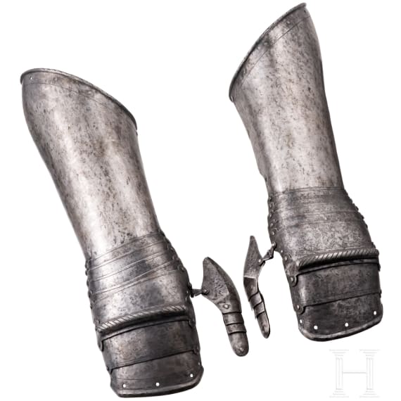 A pair of South German armoured gauntlets, circa 1570/80