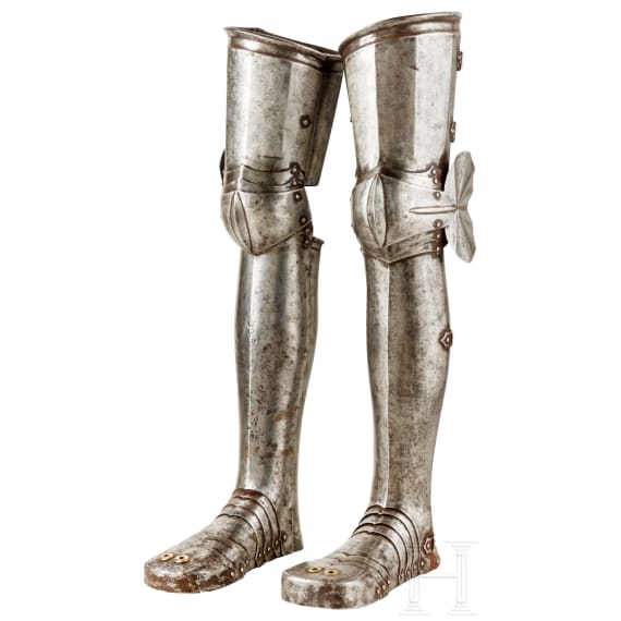 A pair of German leg armour, historicism in 1530s style