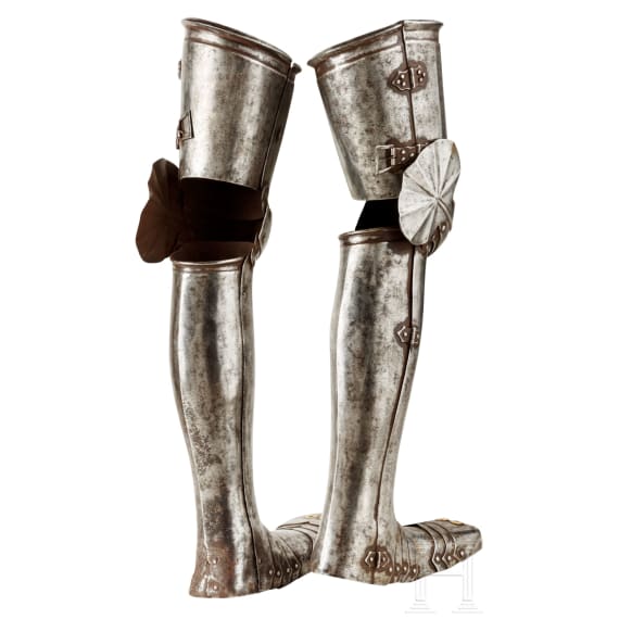 A pair of German leg armour, historicism in 1530s style