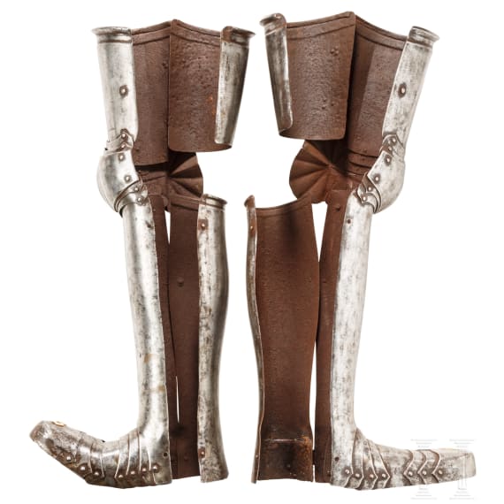 A pair of German leg armour, historicism in 1530s style