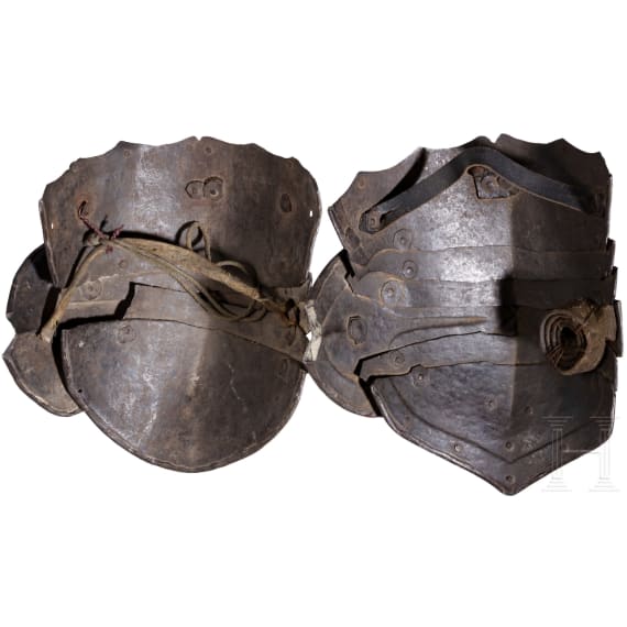 Two armoured kneecaps from a German cuirassier's armours, circa 1620