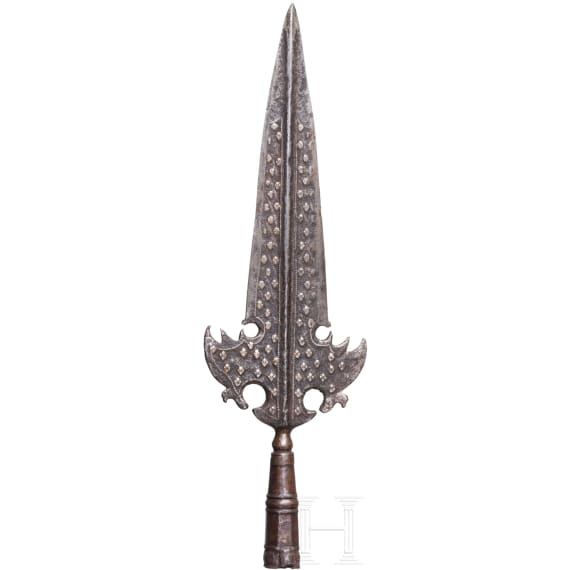 A French silver inlaid partisan head from the reign of Louis XIV, ca. 1700