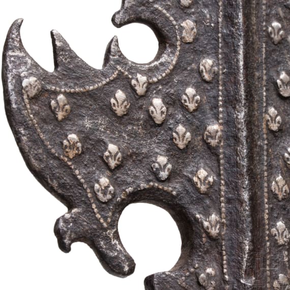 A French silver inlaid partisan head from the reign of Louis XIV, ca. 1700