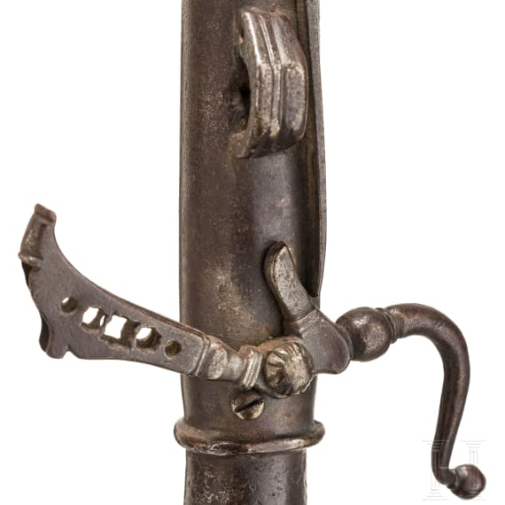 A German matchlock shooting horseman's axe, historicism in 16th century style